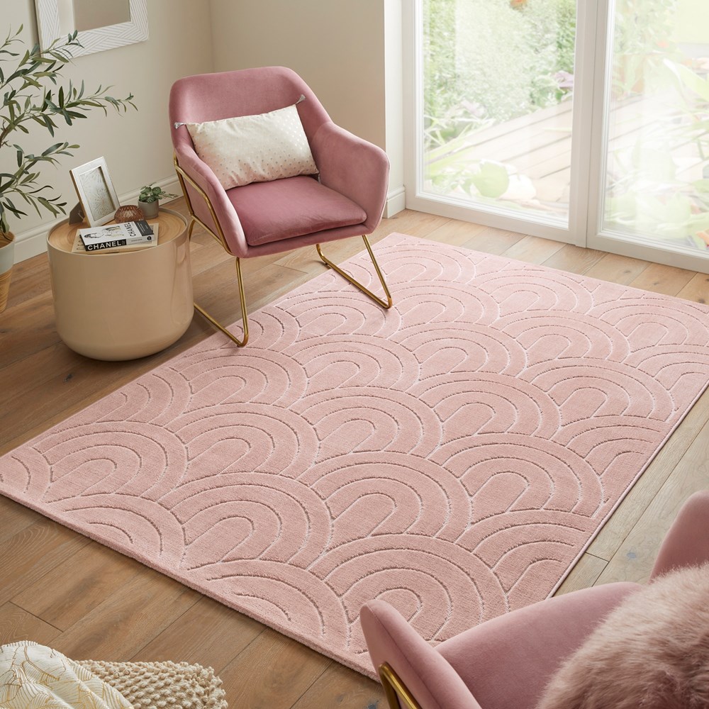 Maze MAZ103 Carved Rug by Concept Looms in Dusty Pink